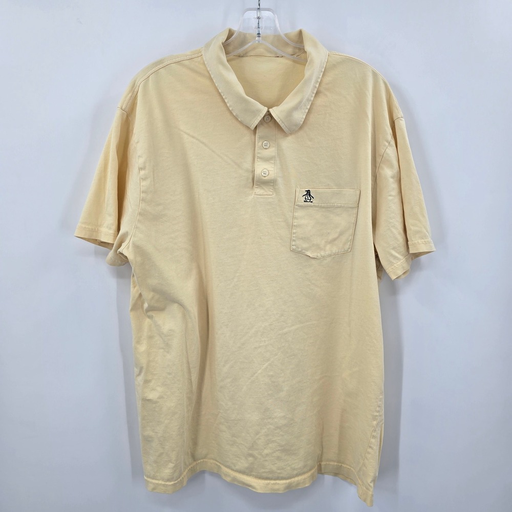 Original Penguin Polo Mens Pima Cotton Short Sleeve Shirt Yellow Pocket Logo XL